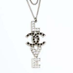 CHANEL Silver Logo Necklace